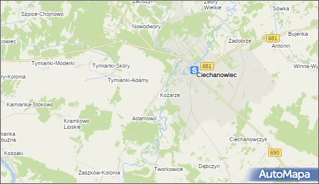 mapa Kozarze, Kozarze na mapie Targeo