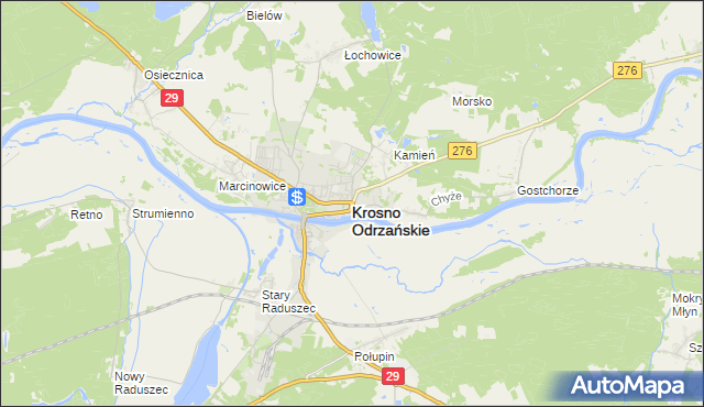 mapa Krosno Odrzańskie, Krosno Odrzańskie na mapie Targeo