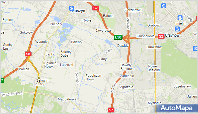 mapa Łady gmina Raszyn, Łady gmina Raszyn na mapie Targeo