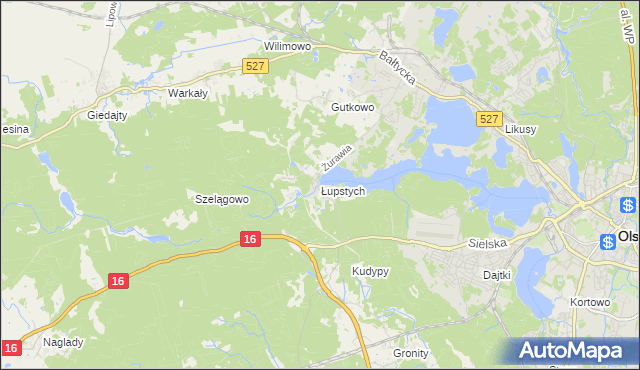 mapa Łupstych, Łupstych na mapie Targeo