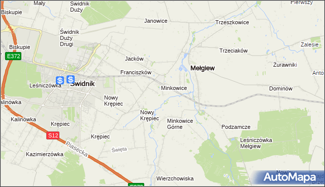 mapa Minkowice-Kolonia, Minkowice-Kolonia na mapie Targeo