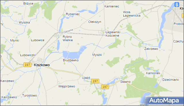 mapa Myszki gmina Kiszkowo, Myszki gmina Kiszkowo na mapie Targeo