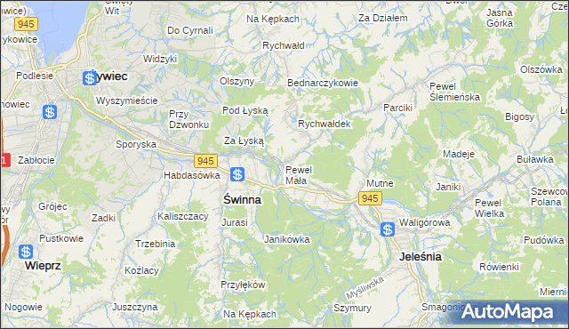 mapa Pewel Mała, Pewel Mała na mapie Targeo