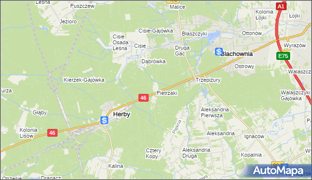 mapa Pietrzaki, Pietrzaki na mapie Targeo