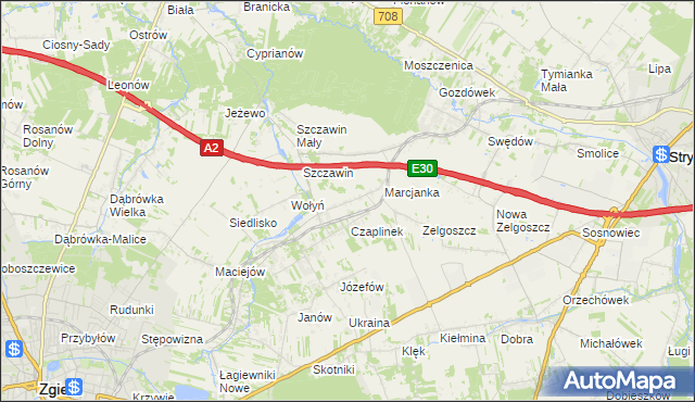 mapa Podole gmina Zgierz, Podole gmina Zgierz na mapie Targeo