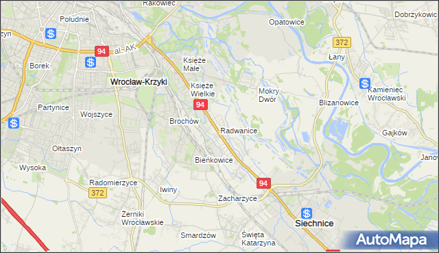 mapa Radwanice gmina Siechnice, Radwanice gmina Siechnice na mapie Targeo