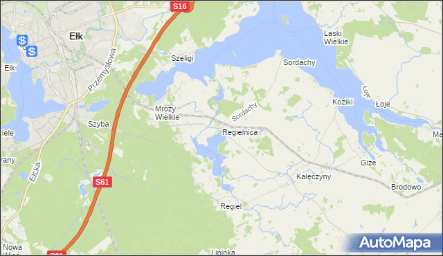 mapa Regielnica, Regielnica na mapie Targeo