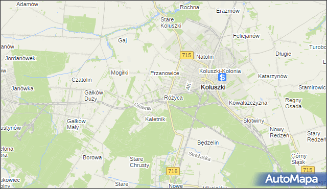 mapa Różyca, Różyca na mapie Targeo