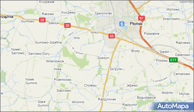 mapa Skarżyn gmina Płońsk, Skarżyn gmina Płońsk na mapie Targeo