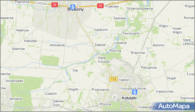 mapa Stare Koluszki, Stare Koluszki na mapie Targeo