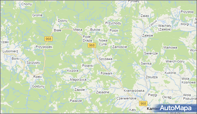 mapa Szczawa, Szczawa na mapie Targeo