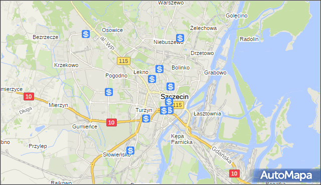 mapa Szczecina, Szczecin na mapie Targeo