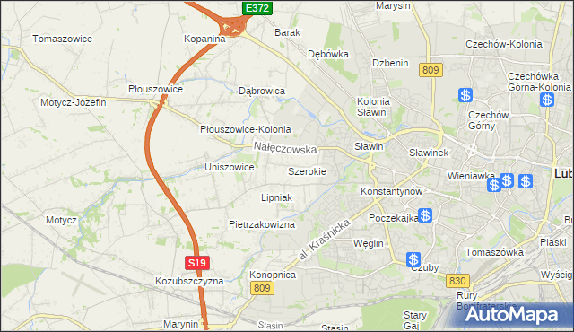 mapa Szerokie gmina Konopnica, Szerokie gmina Konopnica na mapie Targeo