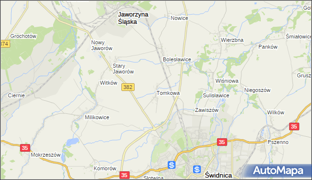 mapa Tomkowa, Tomkowa na mapie Targeo