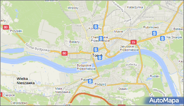 mapa Torunia, Toruń na mapie Targeo