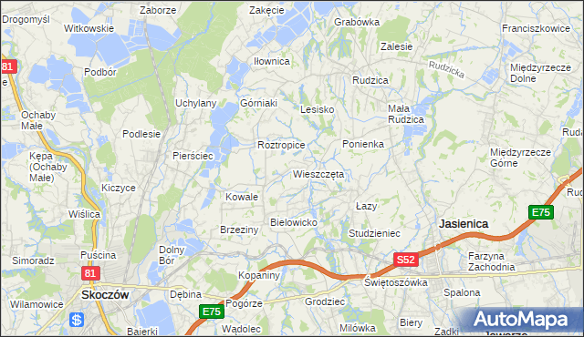 mapa Wieszczęta, Wieszczęta na mapie Targeo