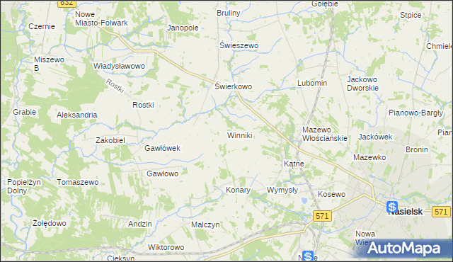 mapa Winniki gmina Nasielsk, Winniki gmina Nasielsk na mapie Targeo