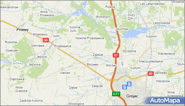 mapa Zalesie gmina Grójec, Zalesie gmina Grójec na mapie Targeo