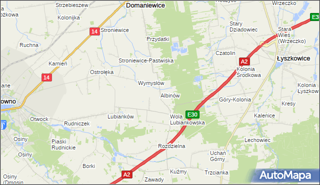 mapa Albinów gmina Głowno, Albinów gmina Głowno na mapie Targeo