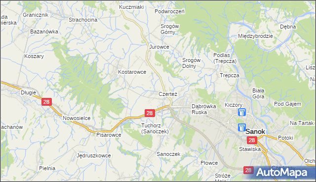 mapa Czerteż, Czerteż na mapie Targeo