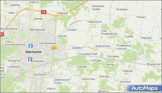 mapa Dobiecin Osada, Dobiecin Osada na mapie Targeo