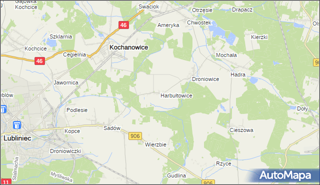 mapa Harbułtowice, Harbułtowice na mapie Targeo