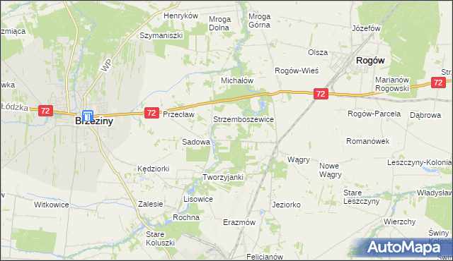 mapa Helenówka gmina Brzeziny, Helenówka gmina Brzeziny na mapie Targeo