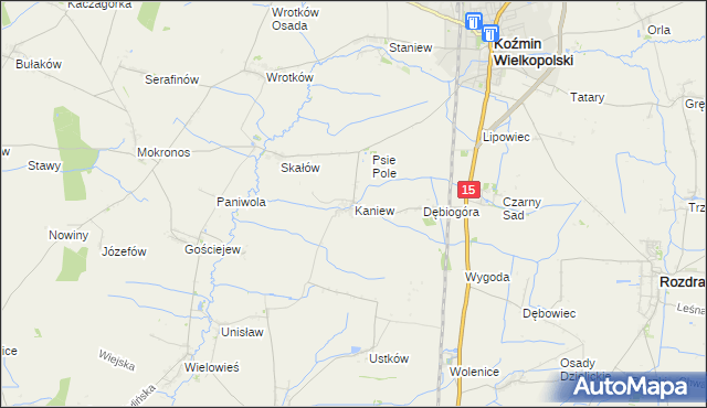 mapa Kaniew, Kaniew na mapie Targeo