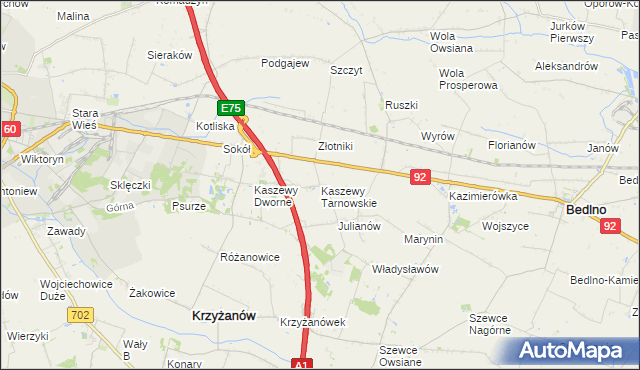 mapa Kaszewy Tarnowskie, Kaszewy Tarnowskie na mapie Targeo