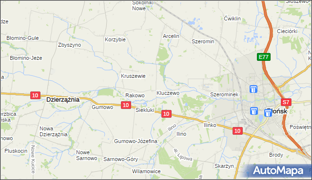 mapa Kluczewo gmina Płońsk, Kluczewo gmina Płońsk na mapie Targeo