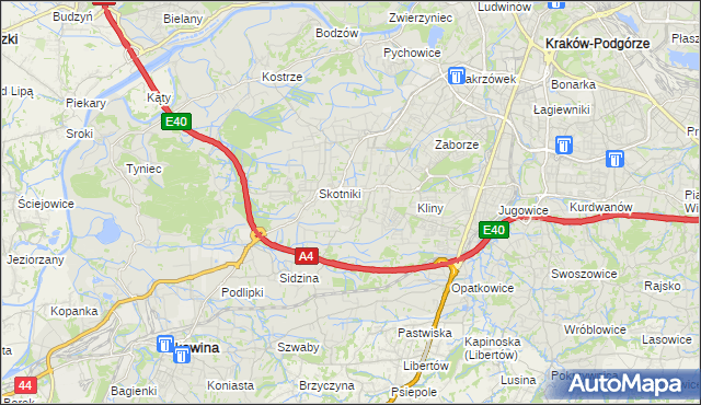 mapa Kobierzyn gmina Kraków, Kobierzyn gmina Kraków na mapie Targeo