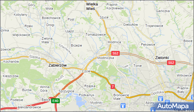 mapa Modlniczka, Modlniczka na mapie Targeo