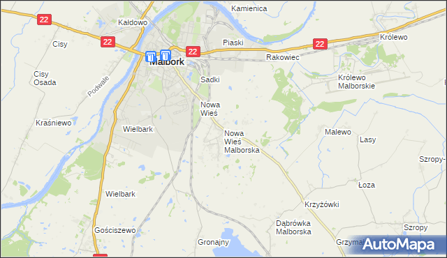 mapa Nowa Wieś Malborska, Nowa Wieś Malborska na mapie Targeo