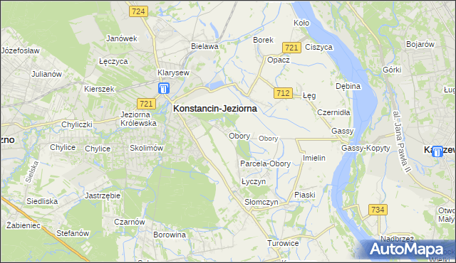 mapa Obory gmina Konstancin-Jeziorna, Obory gmina Konstancin-Jeziorna na mapie Targeo