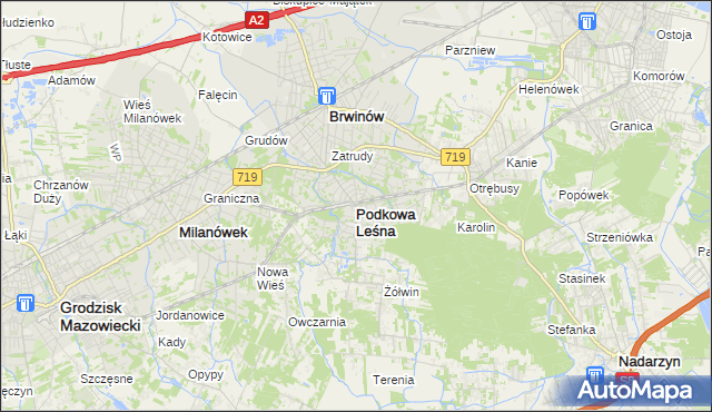 mapa Podkowa Leśna, Podkowa Leśna na mapie Targeo