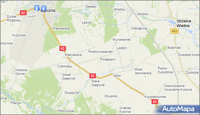 mapa Podładzin, Podładzin na mapie Targeo