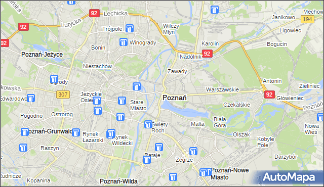 mapa Poznania, Poznań na mapie Targeo