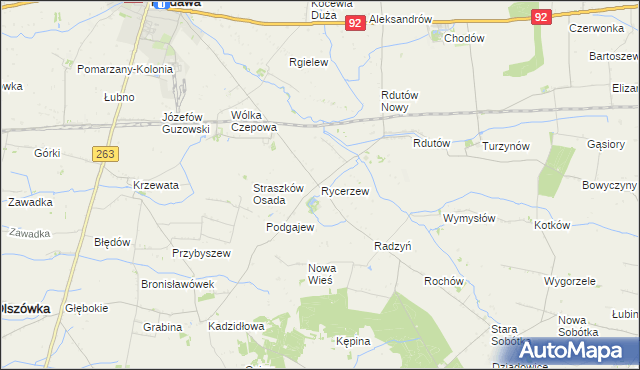 mapa Rycerzew, Rycerzew na mapie Targeo