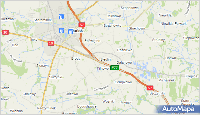 mapa Siedlin, Siedlin na mapie Targeo