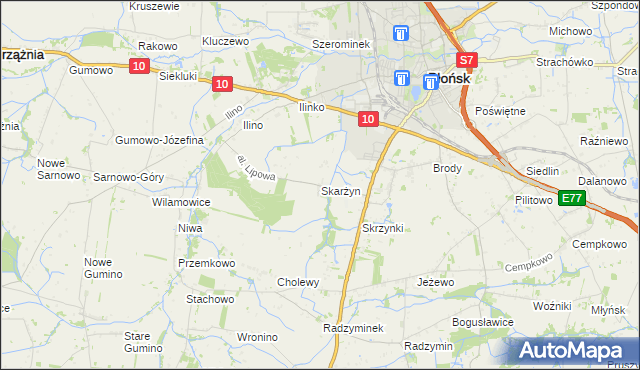 mapa Skarżyn gmina Płońsk, Skarżyn gmina Płońsk na mapie Targeo