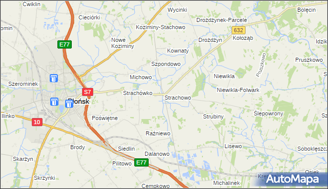 mapa Strachowo, Strachowo na mapie Targeo