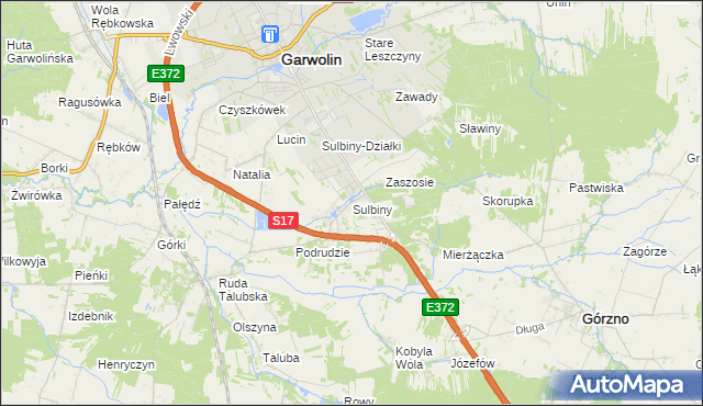 mapa Sulbiny, Sulbiny na mapie Targeo