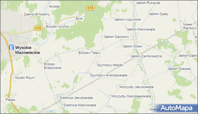 mapa Szymbory-Jakubowięta, Szymbory-Jakubowięta na mapie Targeo