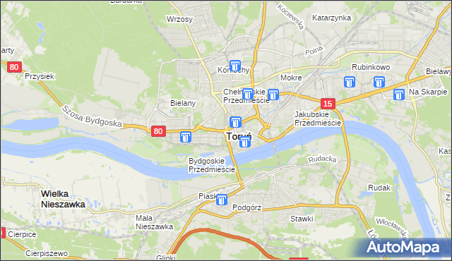 mapa Torunia, Toruń na mapie Targeo