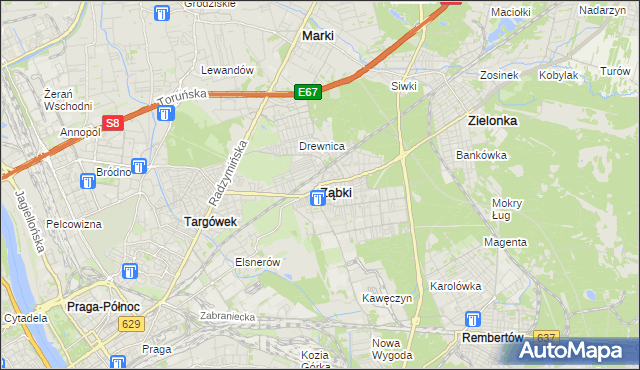 mapa Ząbki powiat wołomiński, Ząbki powiat wołomiński na mapie Targeo
