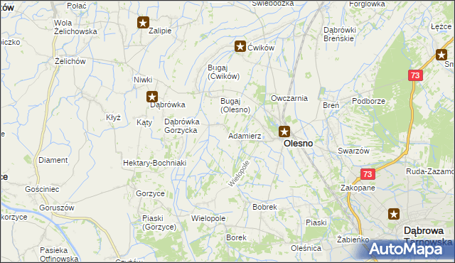 mapa Adamierz gmina Olesno, Adamierz gmina Olesno na mapie Targeo