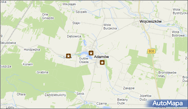 mapa Adamów powiat łukowski, Adamów powiat łukowski na mapie Targeo