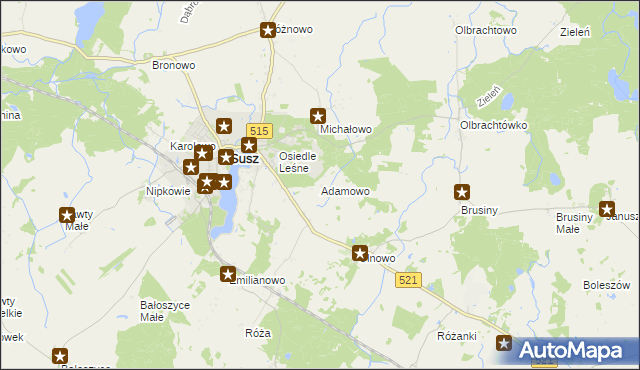 mapa Adamowo gmina Susz, Adamowo gmina Susz na mapie Targeo