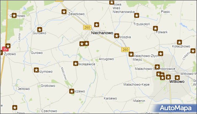 mapa Arcugowo, Arcugowo na mapie Targeo