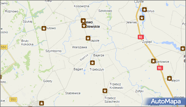 mapa Bajerze, Bajerze na mapie Targeo